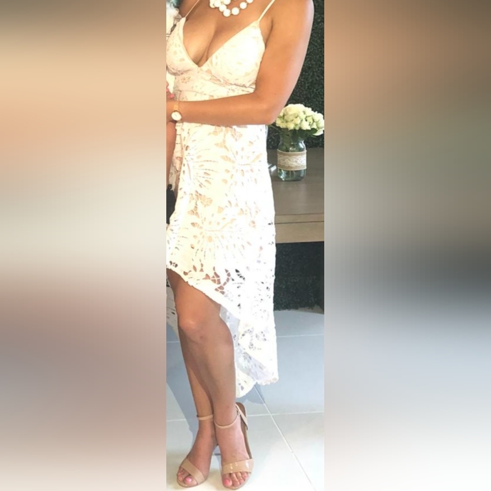 Elegant White High Low Lace Dress